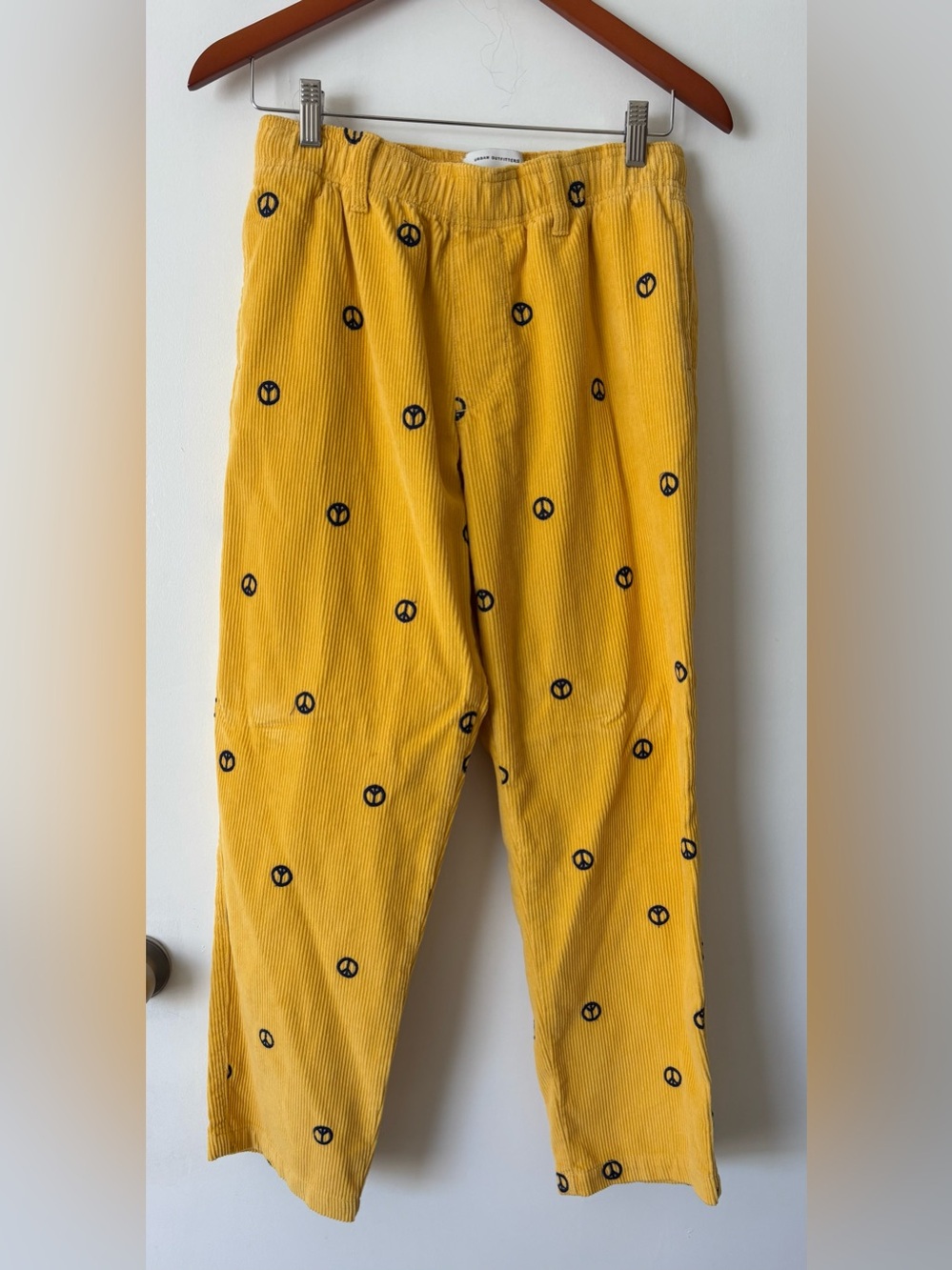Urban Outfitters Unisex Yellow Cotton Corduroy Peace Joggers Size Small